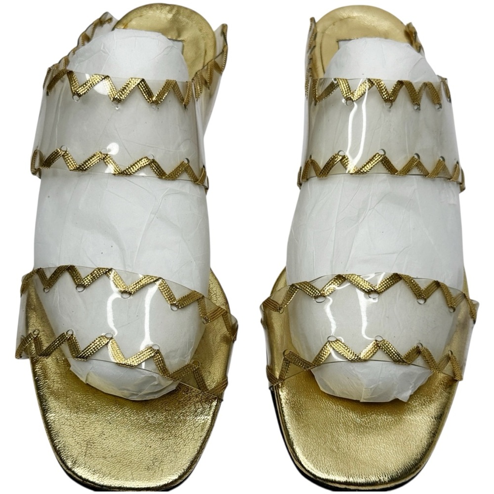 Vintage TIMOTHY HITSMAN Gold Leather‎ Sandals Size 9 Made in Spain - Picture 6 of 10